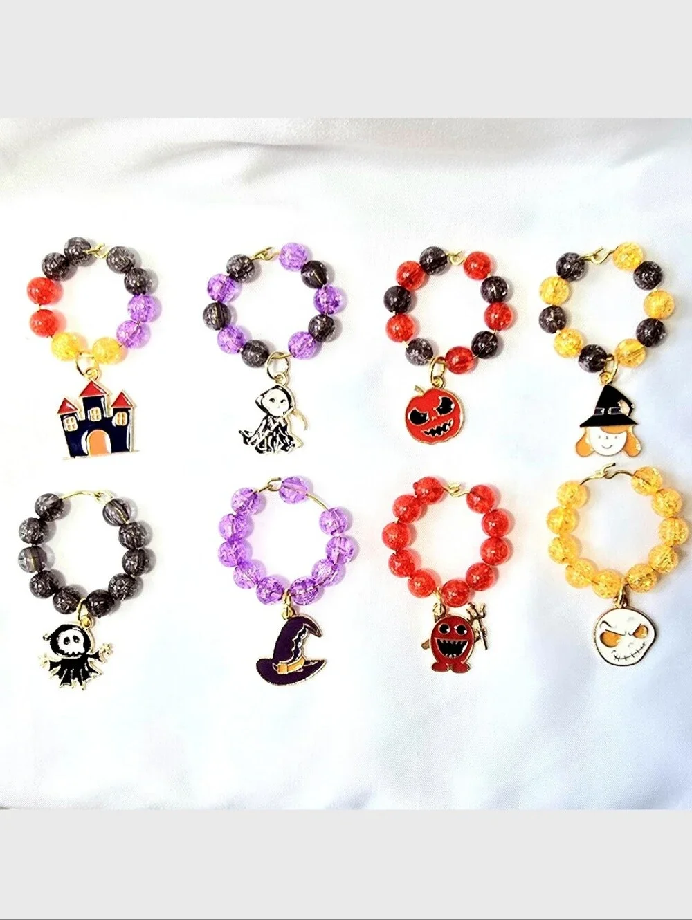 8 Colorful Halloween-themed Beaded Wine Glass Charm: Halloween Party Decor